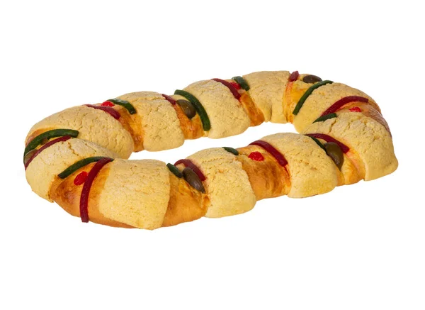 Delicious Rosca Reyes White Background Delicious Mexican Tradition January Three — Foto de Stock