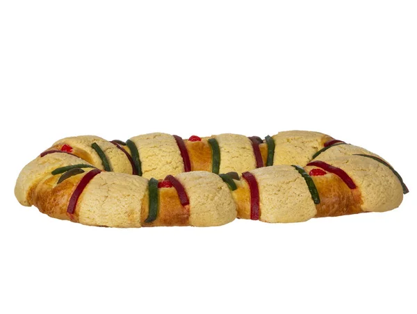Delicious Rosca Reyes White Background Delicious Mexican Tradition January Three — стокове фото