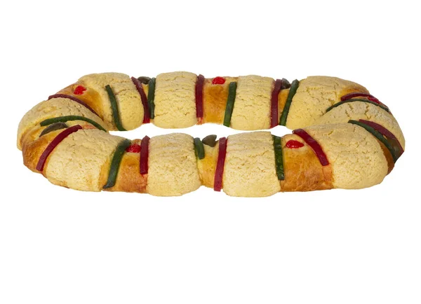 Delicious Rosca Reyes White Background Delicious Mexican Tradition January Three — Fotografia de Stock