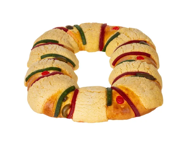 Delicious Rosca Reyes White Background Delicious Mexican Tradition January Three — Foto de Stock