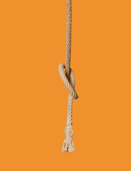 Close Rope Knot Orange Backgroundclose Rope Knot Orange Background — Stockfoto