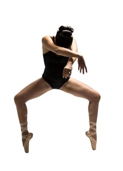 Jeden Młody Piękny Kaukaski Kobieta Balet Tancerz Taniec Studio Strzał — Zdjęcie stockowe
