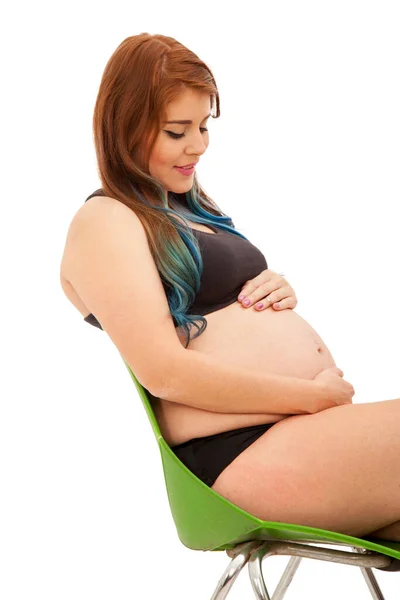 Bella Donna Incinta Seduta Una Stanza Luminosa Felici Maternità Una — Foto Stock