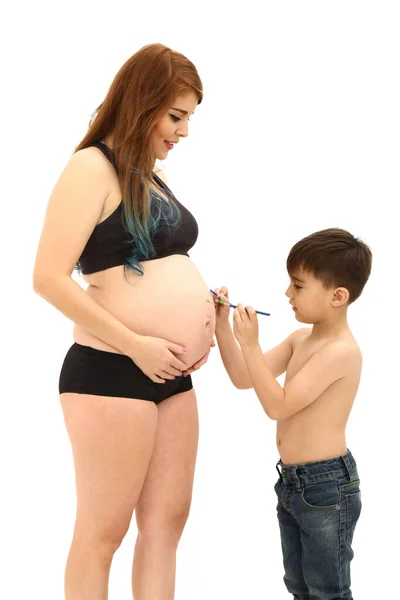 Retrato Mujer Embarazada Hermosa Son Muy Felices Ella Futura Madre —  Fotos de Stock