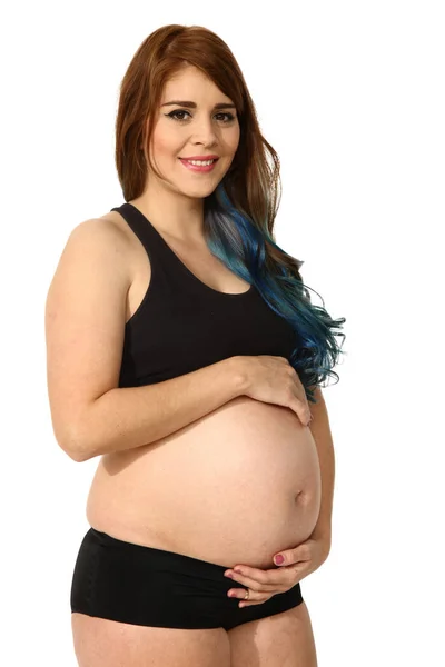 Retrato Una Hermosa Mujer Embarazada Futura Madre Forma —  Fotos de Stock