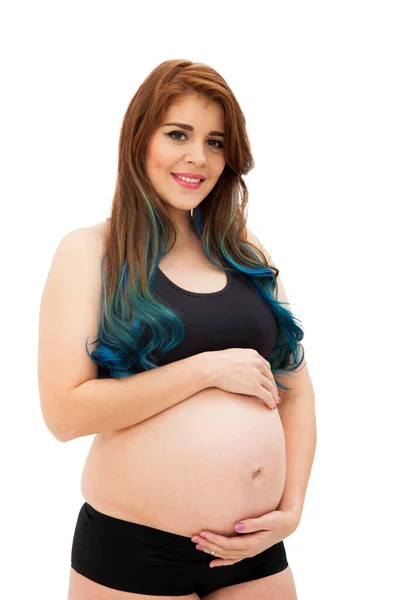 Retrato Una Hermosa Mujer Embarazada Futura Madre Forma —  Fotos de Stock