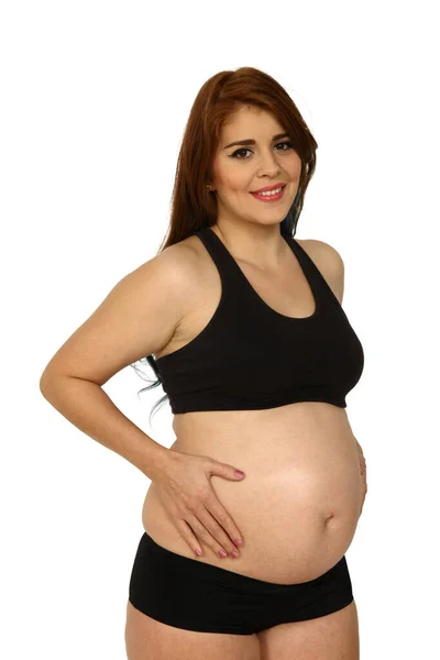 Retrato Una Hermosa Mujer Embarazada Futura Madre Forma —  Fotos de Stock