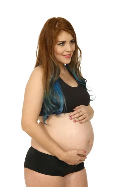 Porträt Einer Schönen Schwangeren Frau Zukünftige Mutter Fit — Stockfoto