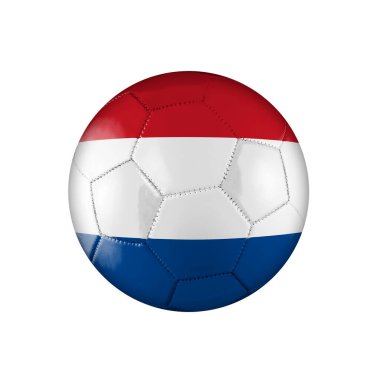 Hollanda bayrağı taşıyan futbol topu beyaz arka planda Dünya Kupası 'na katılıyor..