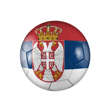 Sırbistan bayraklı futbol topu beyaz arka planda Dünya Kupası 'na katılıyor.