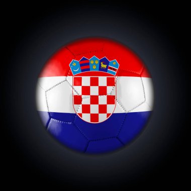 Hırvatistan 'ın bayraklı futbol topu siyah bir arka planda Dünya Kupası' na katılıyor