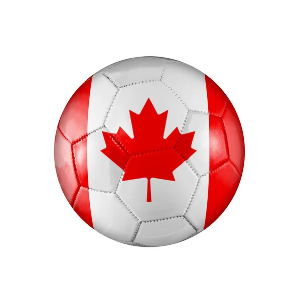 悬挂加拿大国旗 以白色为背景参加世界杯足球赛的足球 — 图库照片