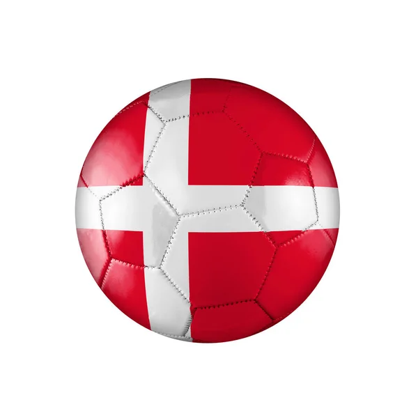 白い背景でワールドカップに参加デンマークの旗とサッカーボール — ストック写真