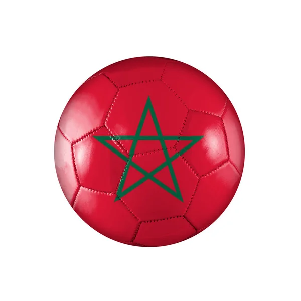 Ποδόσφαιρο Μπάλα Ποδοσφαίρου Σημαία Του Marocco Που Συμμετέχουν Στο Παγκόσμιο — Φωτογραφία Αρχείου
