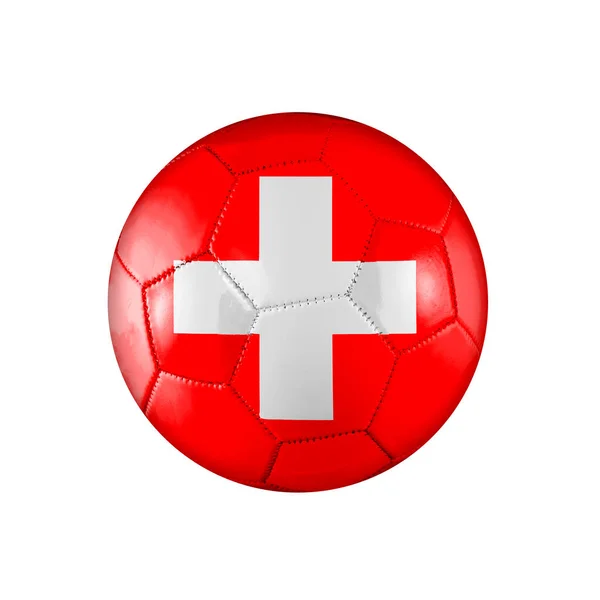 Fotboll Fotboll Med Flagga Schweiz Deltar Vit Bakgrund — Stockfoto