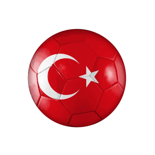 Футбольный Мяч Флагом Турции Участвующий Чемпионате Мира Белом Фоне — стоковое фото