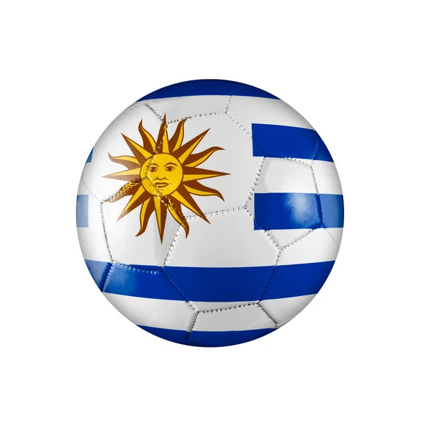 Футбольный Мяч Флагом Уругвая Участвует Чемпионате Мира Белом Фоне — стоковое фото