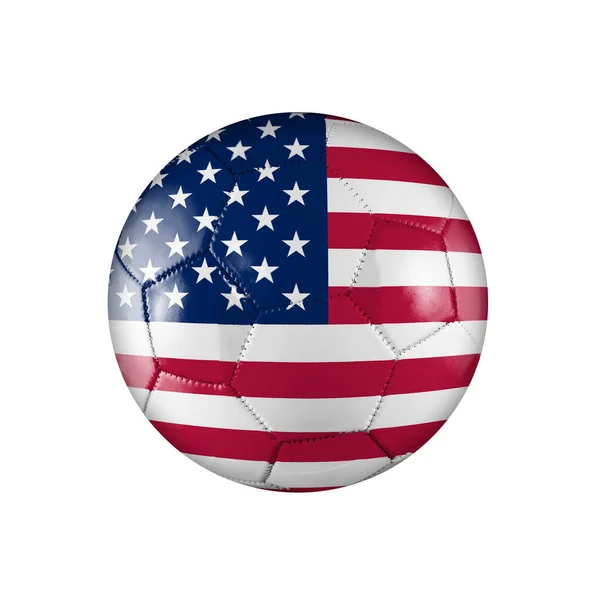 Pallone Calcio Con Bandiera Degli Stati Uniti Che Partecipano Alla — Foto Stock