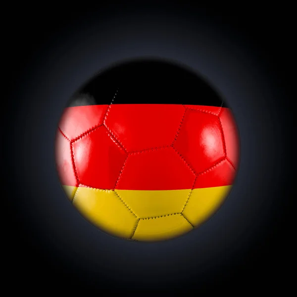 Fußball Ball Mit Der Fahne Der Deutschen Teilnehmer Auf Schwarzem — Stockfoto