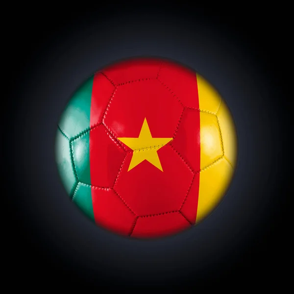 Focilabda Kamerun Zászlajával Amely Fekete Gradiens Alapon Vesz Részt Világbajnokságon — Stock Fotó