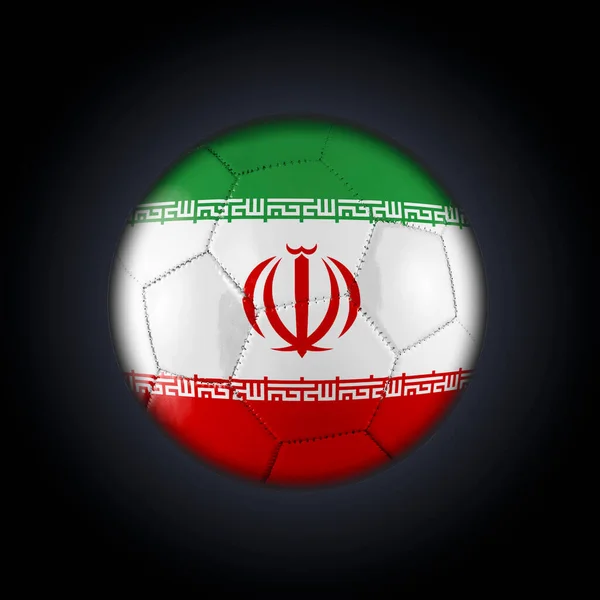 Soccer football ball with the flag of Iran participating in the World Cup on a  black gradient background
