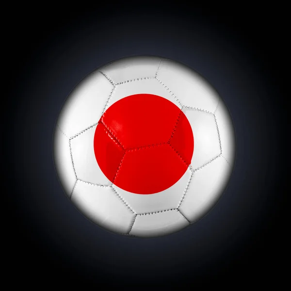 Japonya Bayraklı Futbol Topu Siyah Bir Arka Planda Dünya Kupası — Stok fotoğraf