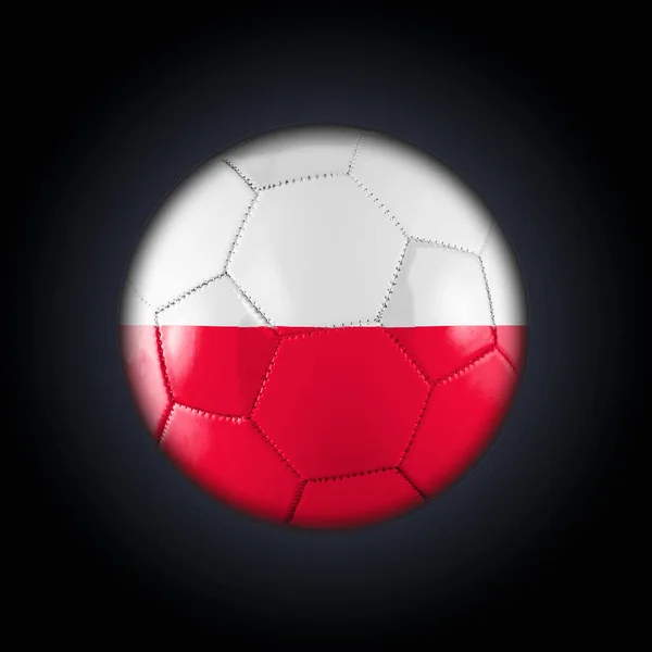 Soccer football ball with the flag of Poland participating in the World Cup on a  black gradient background