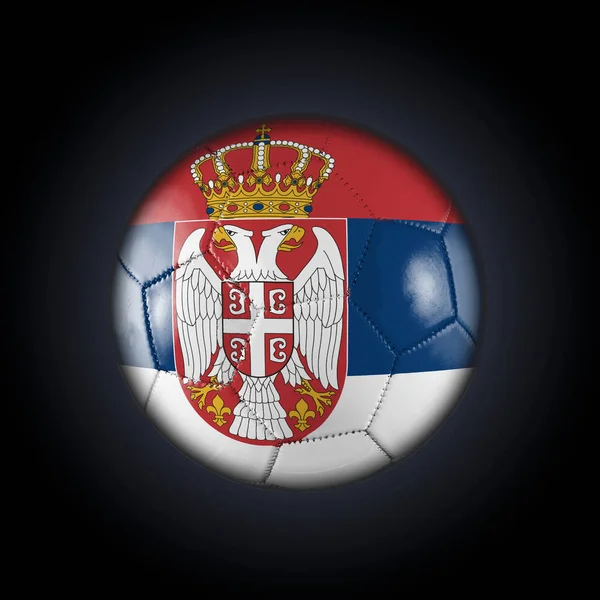 Ballon Football Avec Drapeau Serbie Participant Coupe Monde Sur Fond — Photo