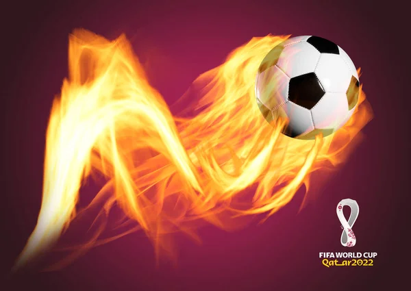 メキシコ ハリスコ州グアダラハラ 2022年10月10日 Fifaワールドカップカタール2022 火の上の公式ボールとロゴ カタールの国際サッカー組織 編集の使用 — ストック写真
