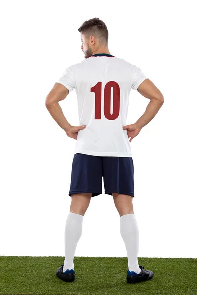 Jovem Inglaterra Jogador Profissional Por Trás Com Número Dez Uniforme — Fotografia de Stock