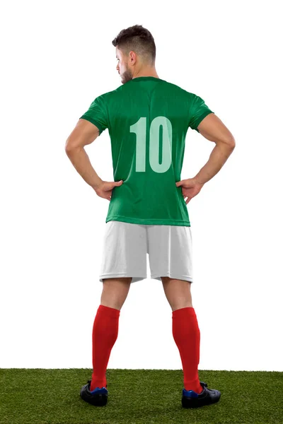 Young Man Mexico Professional Player Number Ten Green Uniform Grass — Stock Photo, Image