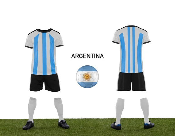 Форма Мяч Флагом Сборной Аргентины Участвующие Катаре 2022 Травяным Полом — стоковое фото