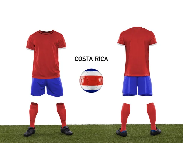 Uniforme Pelota Con Bandera Del Equipo Nacional Costa Rica Participando —  Fotos de Stock