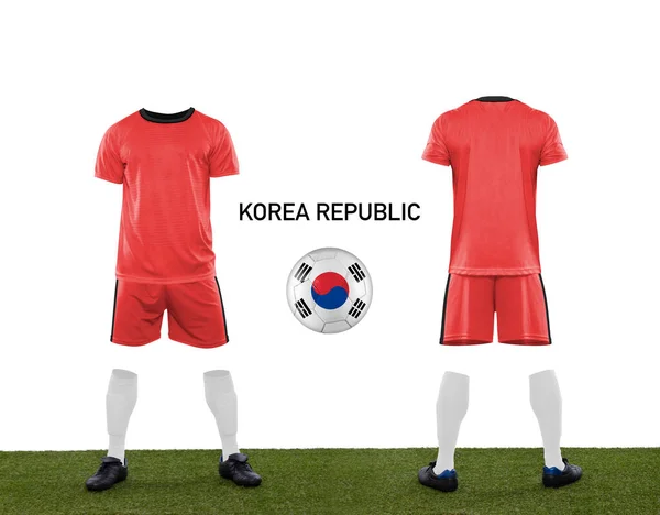 Uniforme Pelota Con Bandera República Corea Equipo Nacional Que Participa —  Fotos de Stock