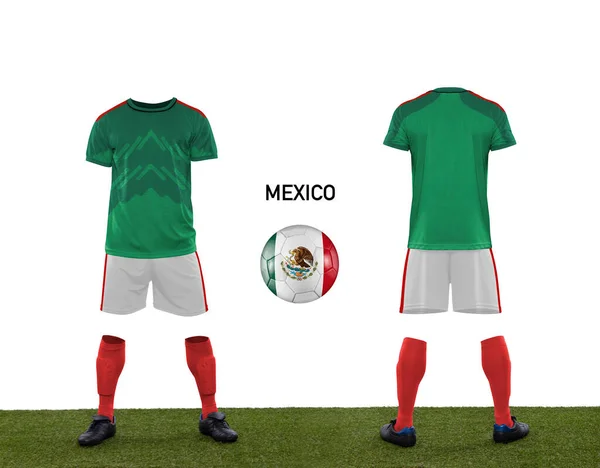 Uniforme Ballon Avec Drapeau Équipe Nationale Mexicaine Participant Qatar 2022 — Photo