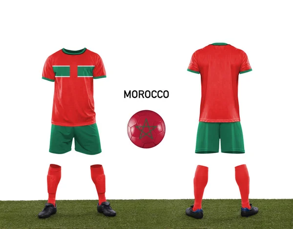 Uniforme Pelota Con Bandera Selección Nacional Marruecos Participando Qatar 2022 —  Fotos de Stock