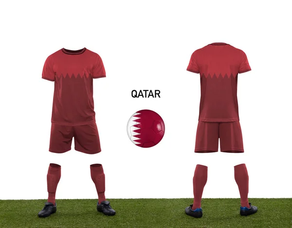 Uniforme Pelota Con Bandera Selección Nacional Qatar Participando Qatar 2022 —  Fotos de Stock