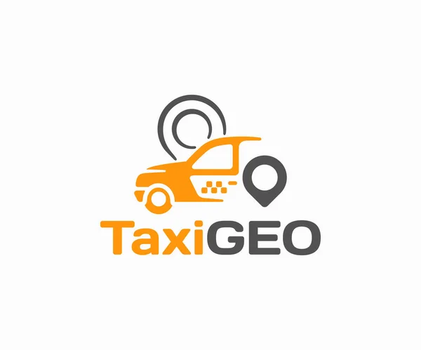 Engelse Taxi Met Locatie Pin Logo Ontwerp Taxi Service Gele — Stockvector