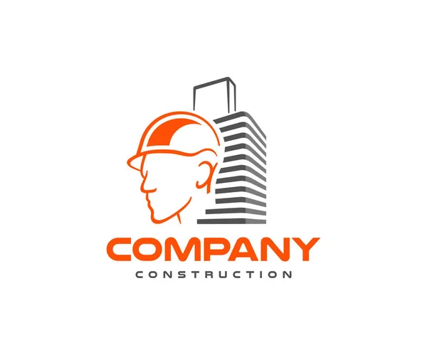 Construction Worker Construction Site Logo Design Real Estate Construction Engineering — Stockový vektor