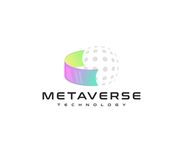 Metaverse Cybervärlden Teknik Logotyp Design Virtuell Rymd Och Digital Universums — Stock vektor