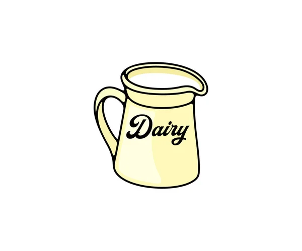Jug Milk Dairy Food Drink Logo Design Meal Drinking Milk — Stockvector