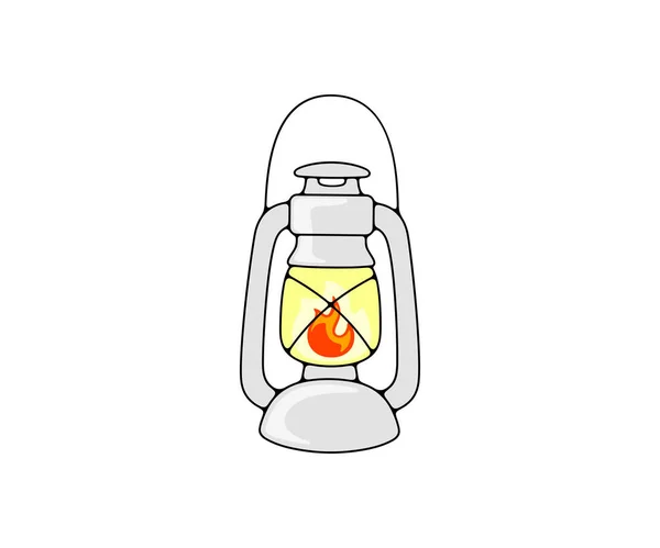 Kerosene Lamp Old Oil Lantern Oil Lamp Logo Design Burning — Stockvektor