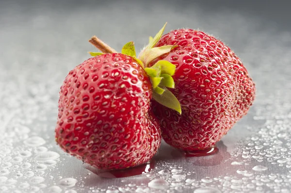 Morango, frutas, vermelho, macro, frescura, molhado, estúdio, gostoso — Fotografia de Stock