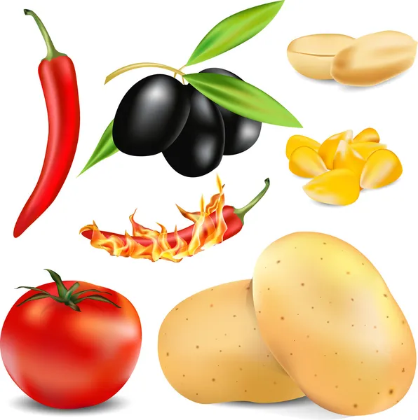 Produtos hortícolas e frutas — Vetor de Stock
