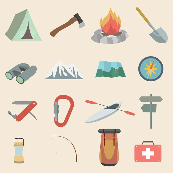 Camping ikoner — Stock vektor