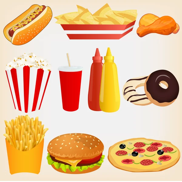 Fastfood set — Stockvector