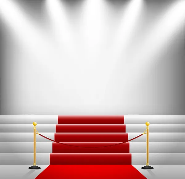 Red carpet illuminated — Stock Vector