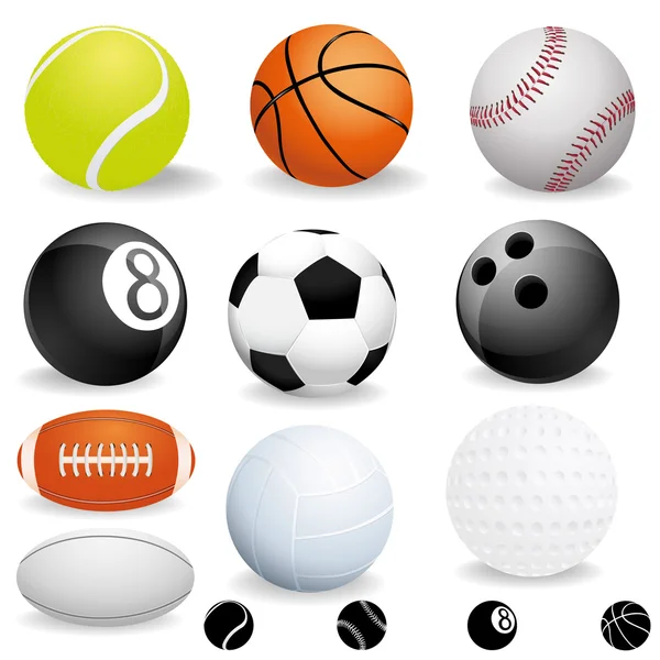 Pelotas deportivas — Vector de stock