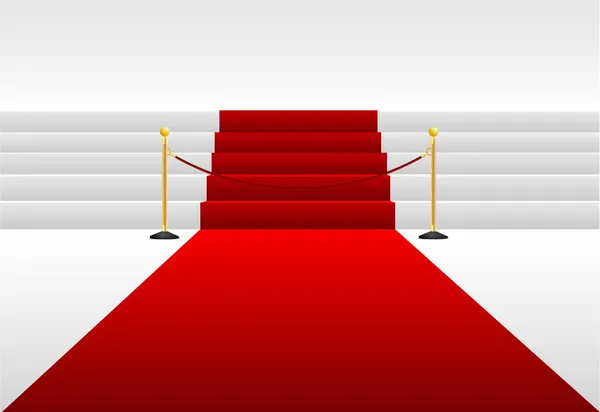 Escaleras cubiertas con alfombra roja — Vector de stock