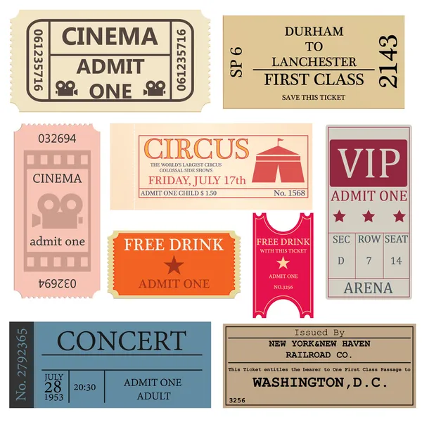 Vintage tickets — Stock Vector